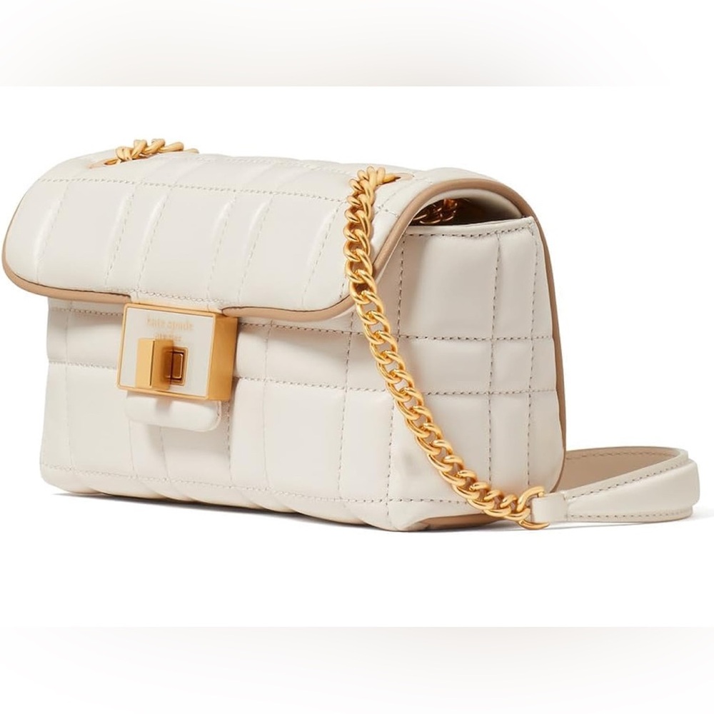 Kate Spade New York Evelyn Quilted Leather Small Shoulder Crossbody, Ivory